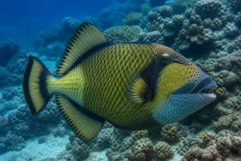 Balistoides viridescens (Balista z żółtą głową.)