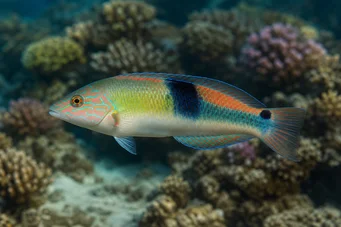 Coris aygula (Pomarańczowe plamy Girelle)