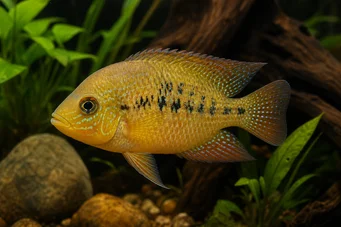 Herotilapia multispinosa, Heros multispi (Cichlid łuk en ciel)